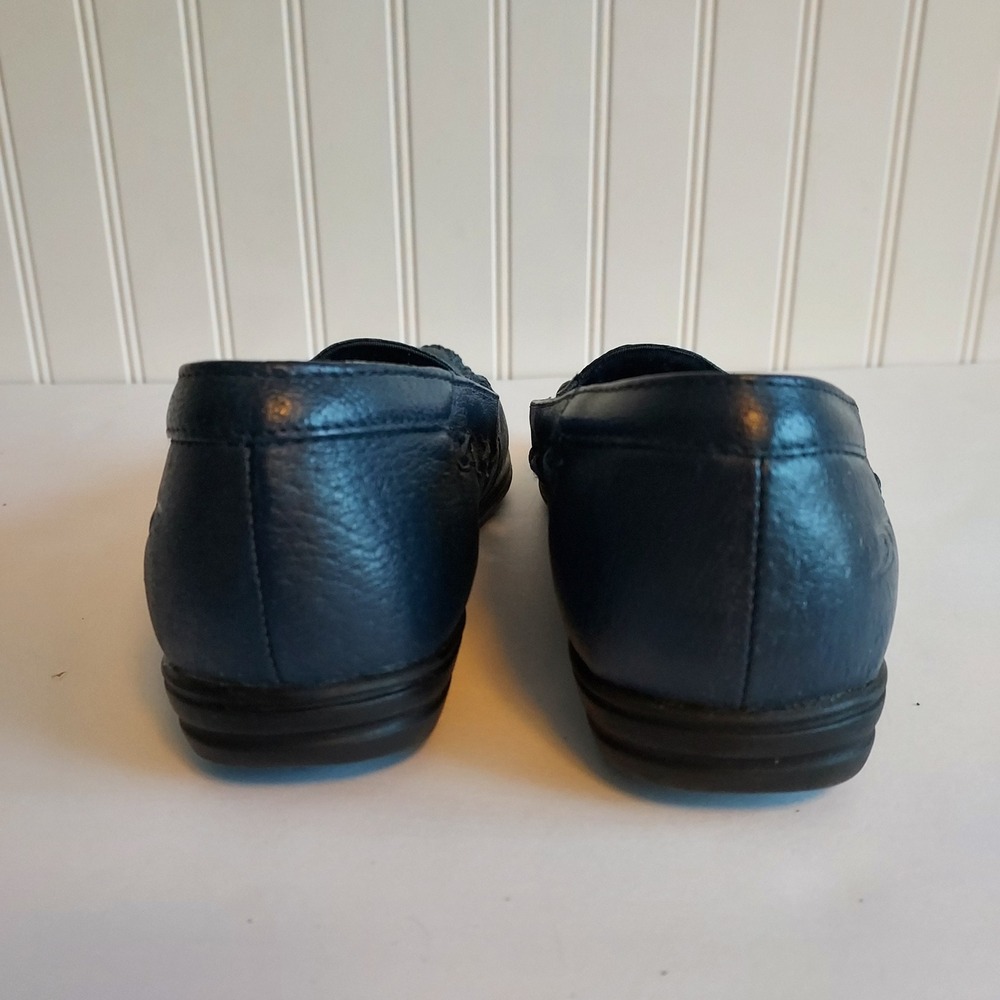 Dr Scholls Womens Navy Blue Leather Cutout Slip On Loafer Shoes 7.5M E61-15 - Picture 4 of 9